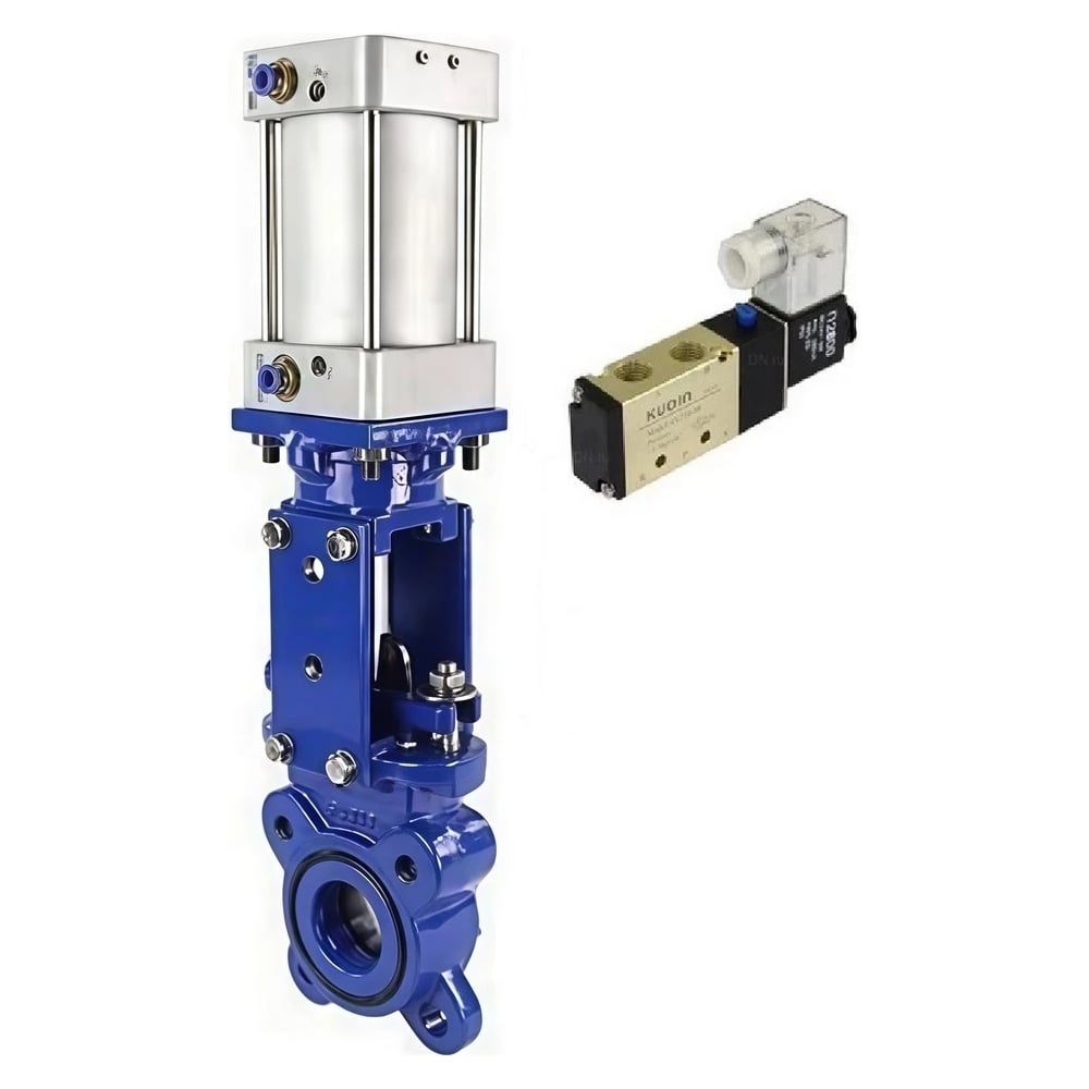Изображение товара Задвижка шиберная DN.ru GGG40-304-EPDM-2W Ду80 Ру16 пневмопривод