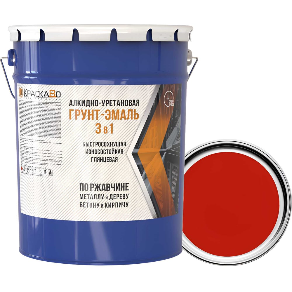 Изображение товара Краска строительная 3 в 1 Москвичка ГРУНТ-ЭМАЛЬ алкидно-уретановая 25 кг