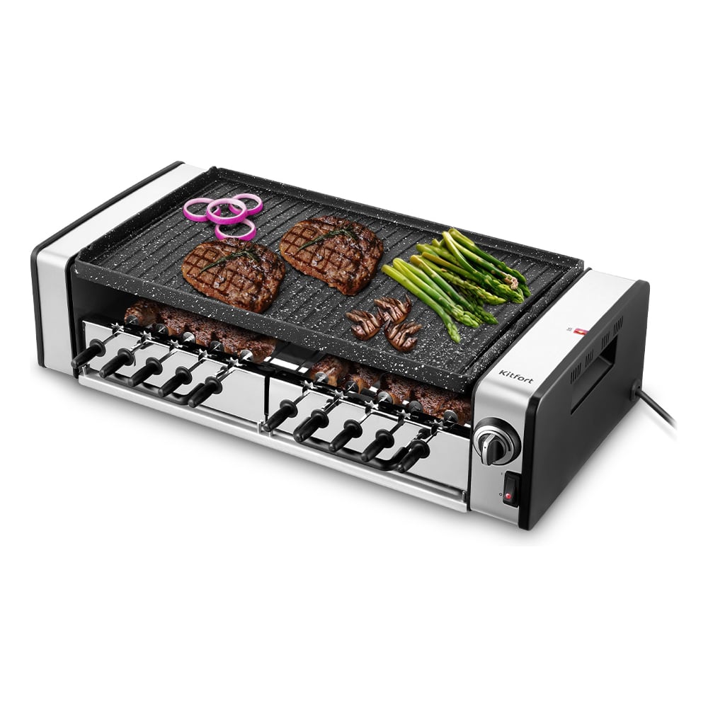Изображение товара Электрогриль-шашлычница KITFORT КТ-4657 с антипригарным покрытием регулируемой температурой
