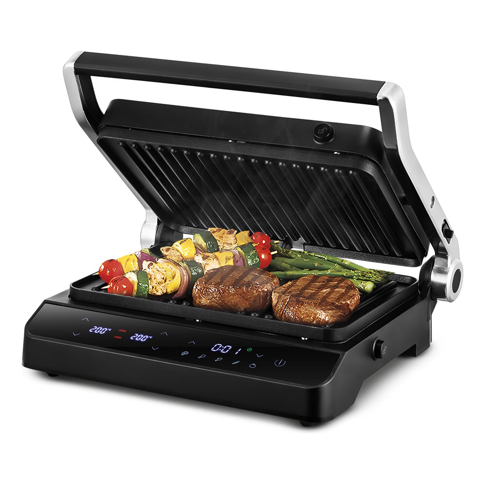 Изображение товара Электрогриль KITFORT КТ-4615 с дисплеем и таймером, мощность 2000 Вт, антипригарные пластины