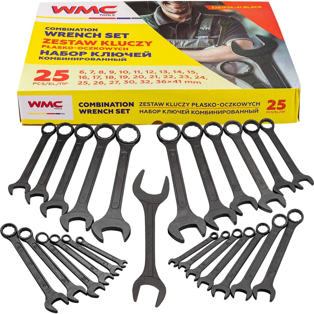 Изображение товара Набор ключей комбинированных WMC TOOLS 25 предметов в пластиковом держателе