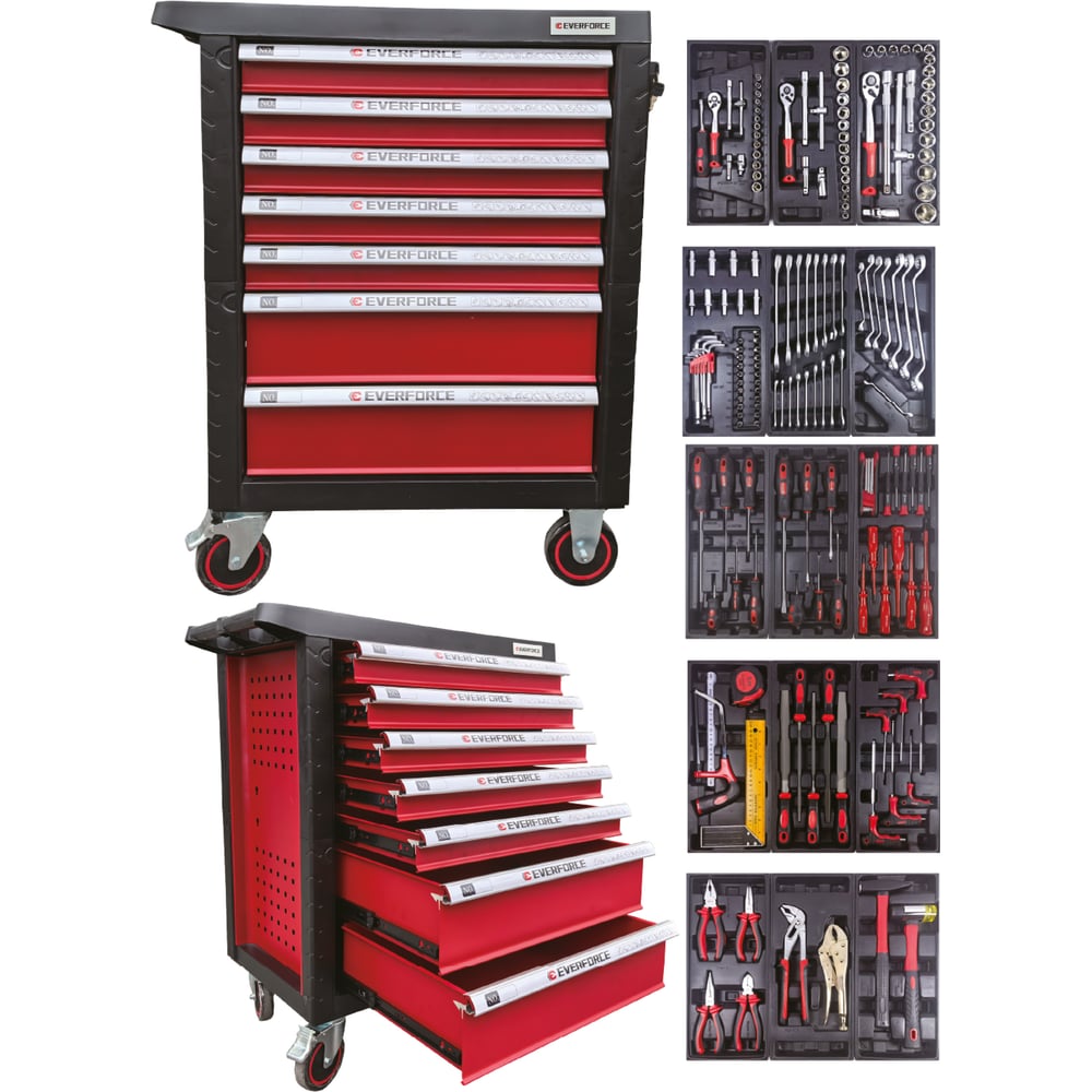 Изображение товара Тележка инструментальная EVERFORCE 7 полок 181 предмет EF-55304