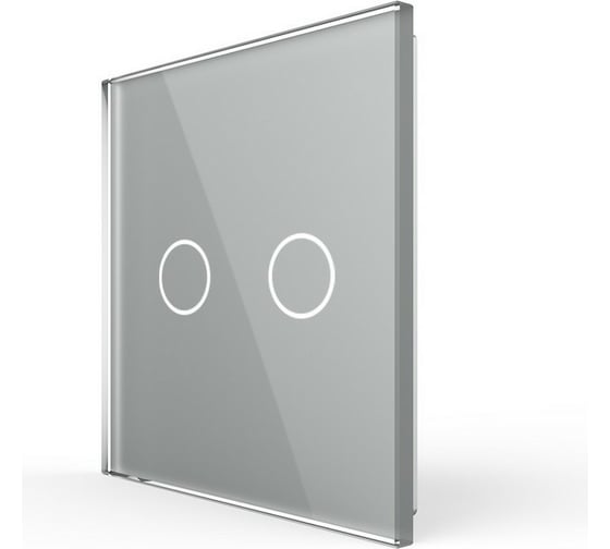 Изображение товара Панель для сенсорного выключателя LIVOLO 2 клавиши, цвет серый, стекло BB-C7-C2-15