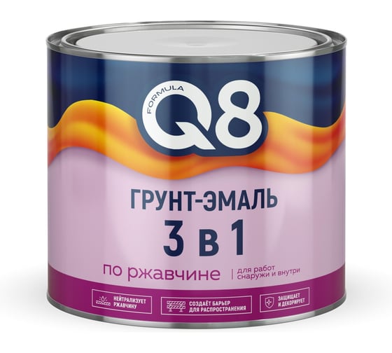 Изображение товара Грунт-эмаль по ржавчине 3 в 1 Formula Q8, полуматовая, 1,8 кг, вишневая 277216