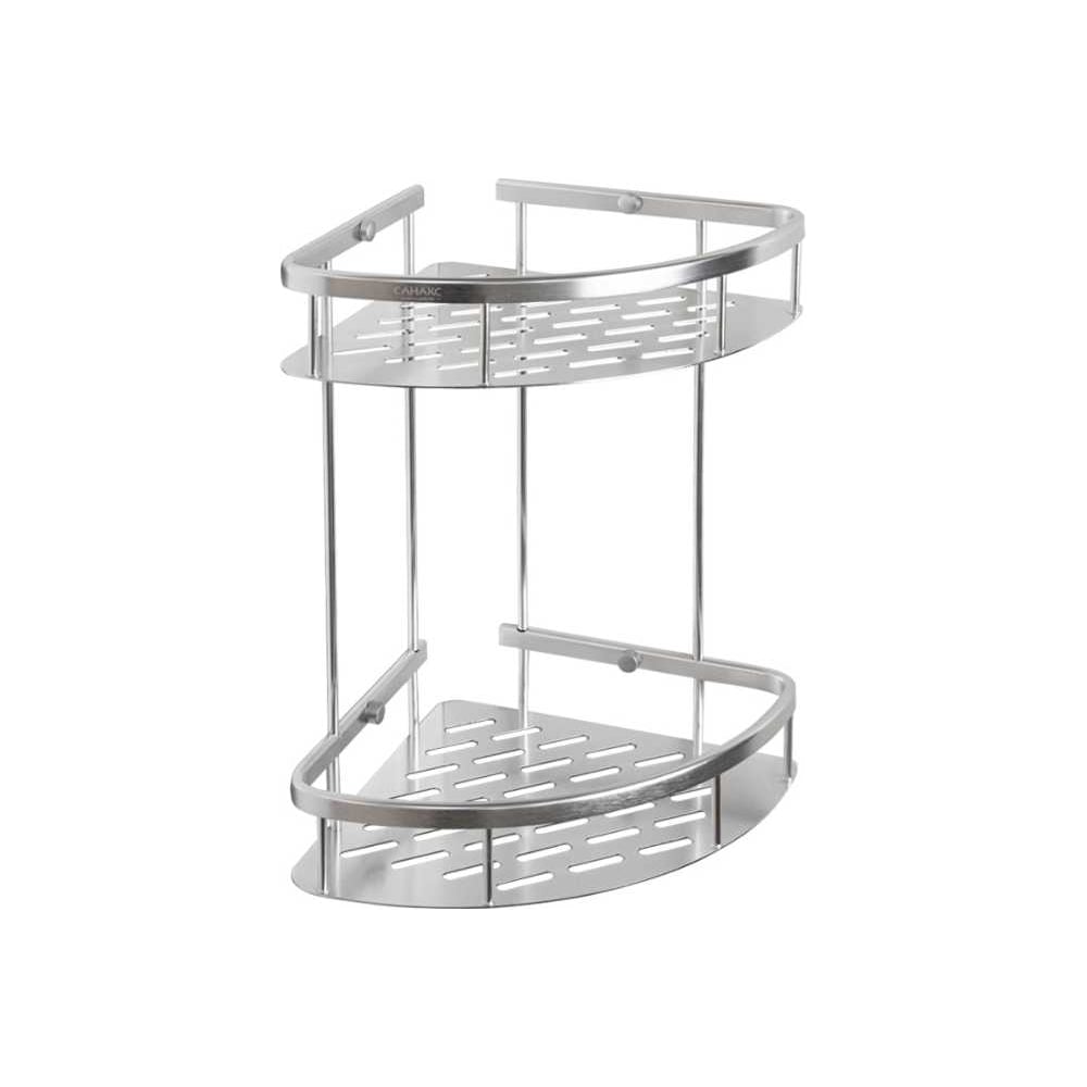 Изображение товара Полочка угловая САНАКС овальная двойная алюминиевая хром 75069