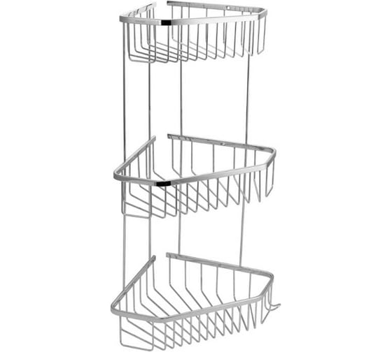 Изображение товара Полочка угловая САНАКС, пятиугольная, тройная, из нержавеющей стали, хром 75046