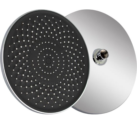 Изображение товара Лейка тропический душ GFmark, круглая, пластиковая, хромированная с черной вставкой 6642