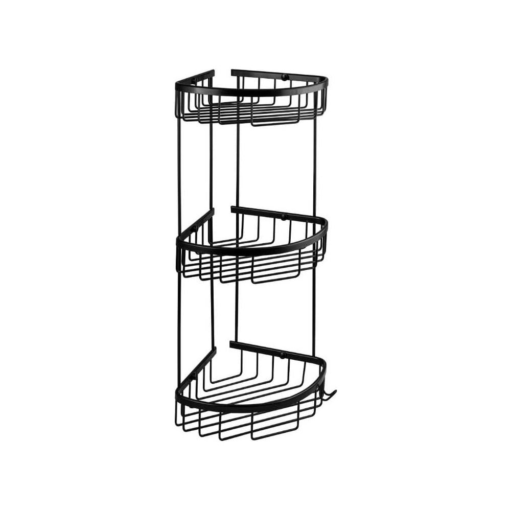 Изображение товара Угловая полочка САНАКС овальная тройная алюминиевая черная 76062