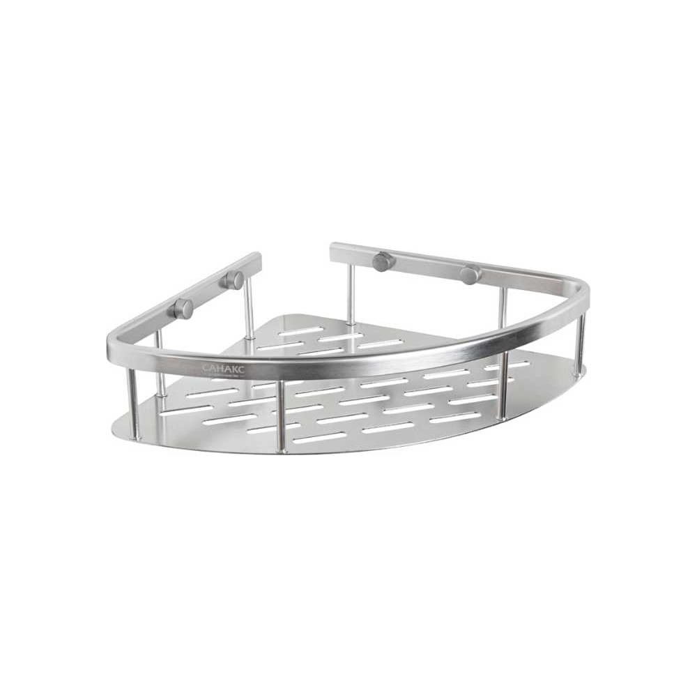 Изображение товара Полочка угловая САНАКС овальная, с литым дном, алюминиевая, черный 75068