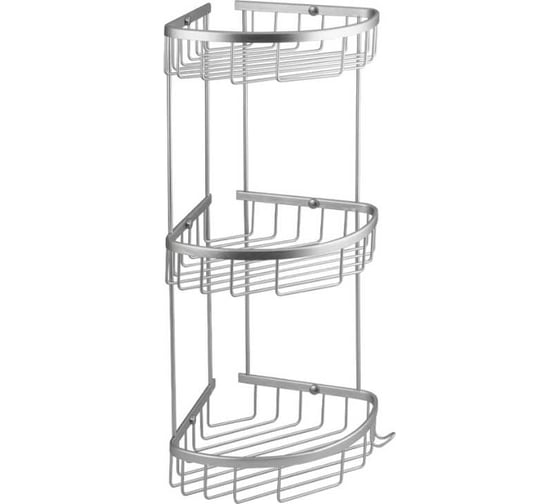 Изображение товара Полочка угловая САНАКС овальная, тройная, алюминиевая, серый 75062