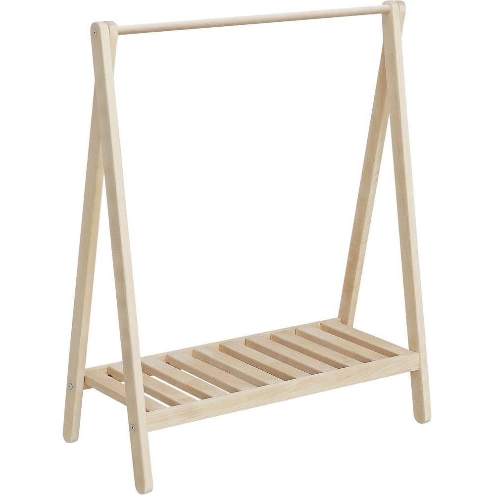 Изображение товара Стойка для одежды низкая Мебелик 9561 из дерева, скандинавский стиль, напольная, компактная