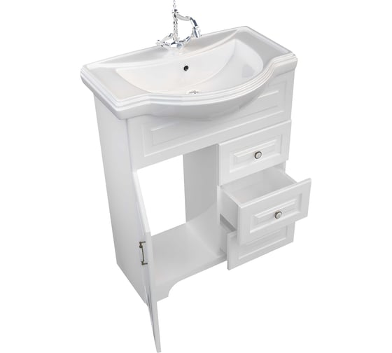 Изображение товара Тумба под раковину в ванную 1Marka Прованс New 65 см напольная Белый глянец У94488