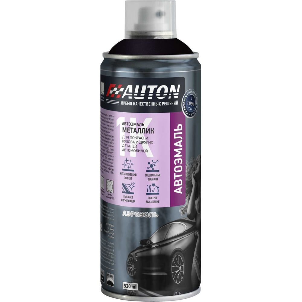 Изображение товара Автоэмаль металлик Auton аэрозоль 651 Чёрный трюфель 520 мл