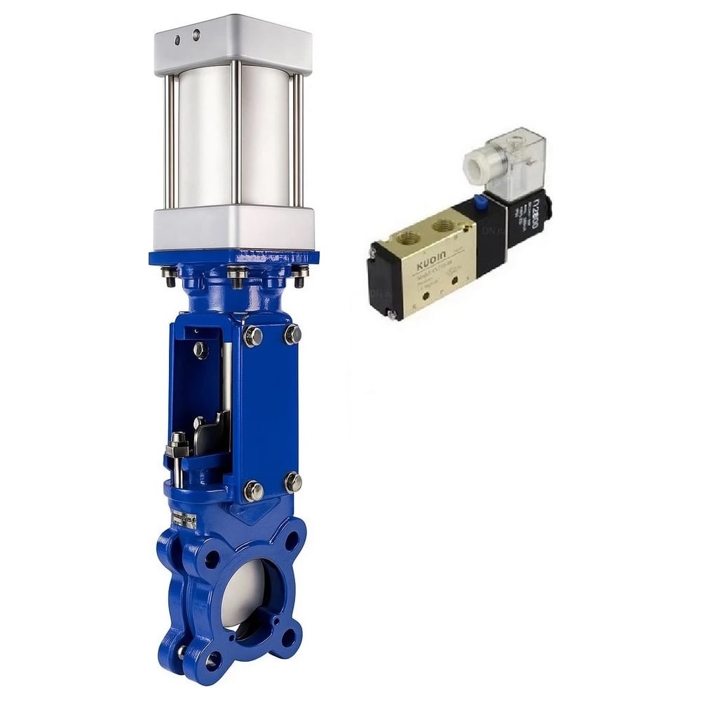 Изображение товара Задвижка шиберная DN.ru WCB-304-M-1W-Fb-2P Ду100 с пневмоприводом