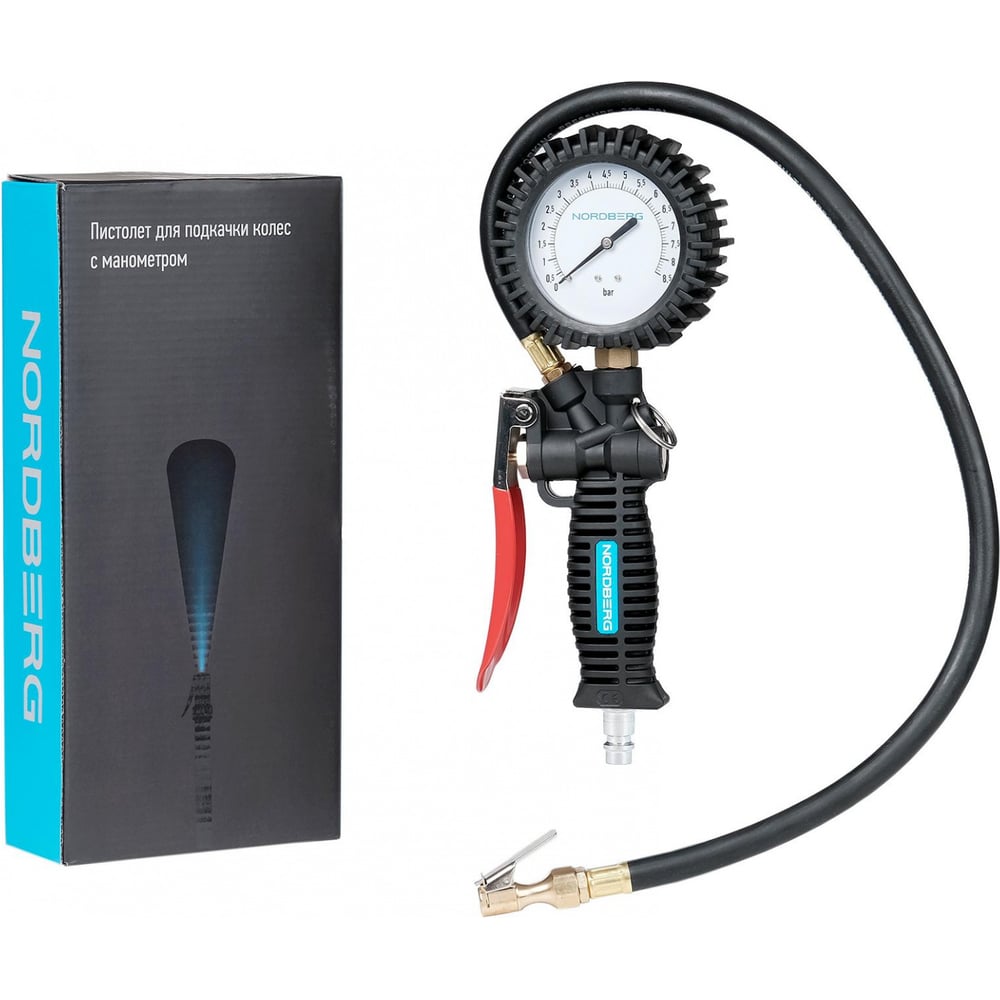 Изображение товара Пистолет для подкачки шин с манометром NORDBERG Ti61 80 мм профессиональный