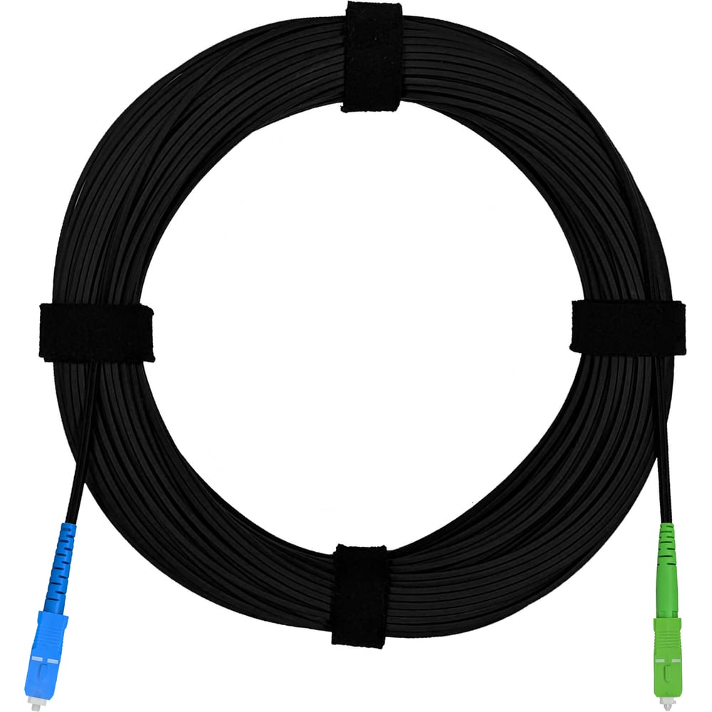 Патч-корд оптический FTTH Enginova 2 стеклопрутка, выносной силовой элемент - проволока, 657 LSZH SC/APC-SC/UPC, черный 20 м ENG-FTTHST-FRP-SCA-SCU-20-BL