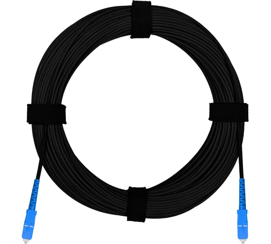 Изображение товара Патч-корд оптический FTTH Enginova 2 стеклопрутка, выносной силовой элемент - проволока, 657 LSZH 2SC/UPC, черный 35 м ENG-FTTHST-FRP-2SCU-35-BL