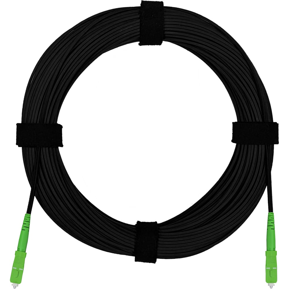 Патч-корд оптический FTTH Enginova 2 стеклопрутка, выносной силовой элемент - стеклопруток, 657 LSZH 2SC/APC, черный 45 м ENG-FTTHS-FRP-2SCA-45-BL