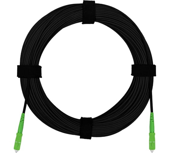 Изображение товара Патч-корд оптический FTTH Enginova 2 стеклопрутка выносной силовой элемент - проволока 657 LSZH SC/APC-SC/APC черный 10 м ENG-FTTHST-FRP-2SCA-10-BL