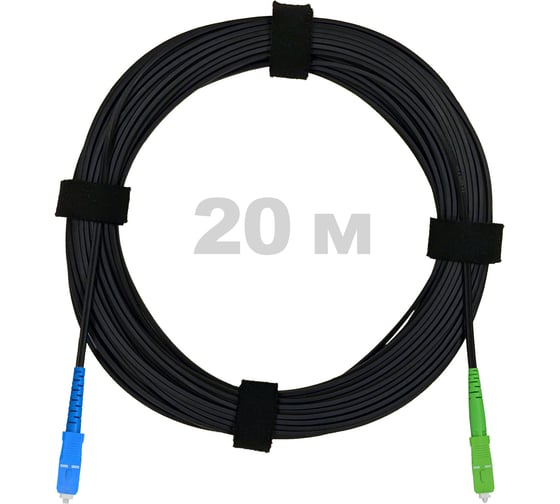 Изображение товара Патч-корд оптический Enginova FTTH диэлектрик FRP, 657 LSZH SC/APC-SC/UPC, черный 20 м ENG-FTTH-FRP-SCA-SCU-20-BL