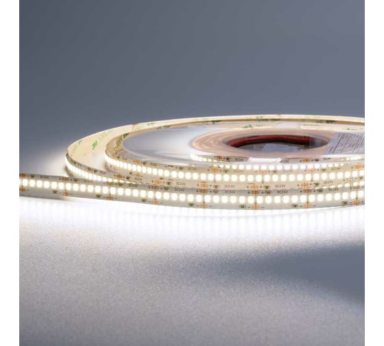 Изображение товара Светодиодная лента Wolta Decor SMD2835 24Вт 6500К Холодный белый свет 24В IP20 240led/m 10 мм, 5 м WLS2835-24W/6500/24H240-01