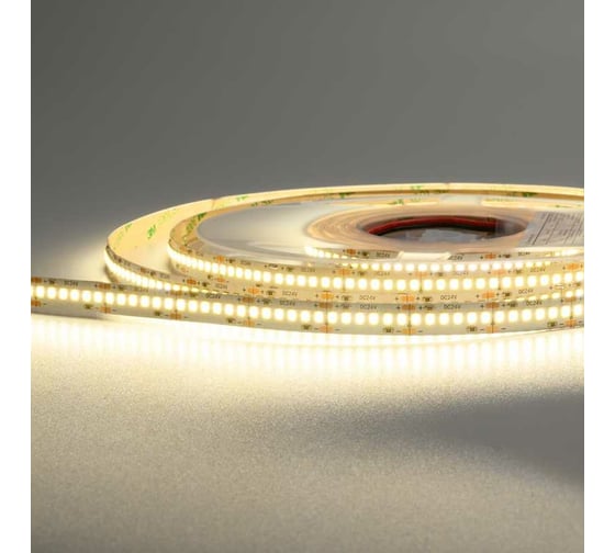 Изображение товара Светодиодная лента Wolta 24Вт, теплый белый свет 3000К, напряжение 24В, IP20 240led/m, артикул WLS2835-24W/3000/24H240-01