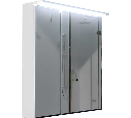 Изображение товара Зеркало-шкаф в ванную 1Marka Соната 75 2д с подсветкой, белый глянец Ц0000007616