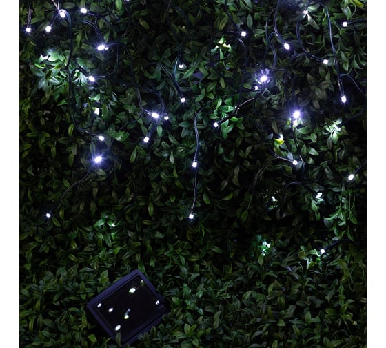 Изображение товара Садовая гирлянда ЭРА Бахрома ERASF22-29 на солнечной батарее, холодный свет, 110 LED, 2.8х0.5 м Б0053373