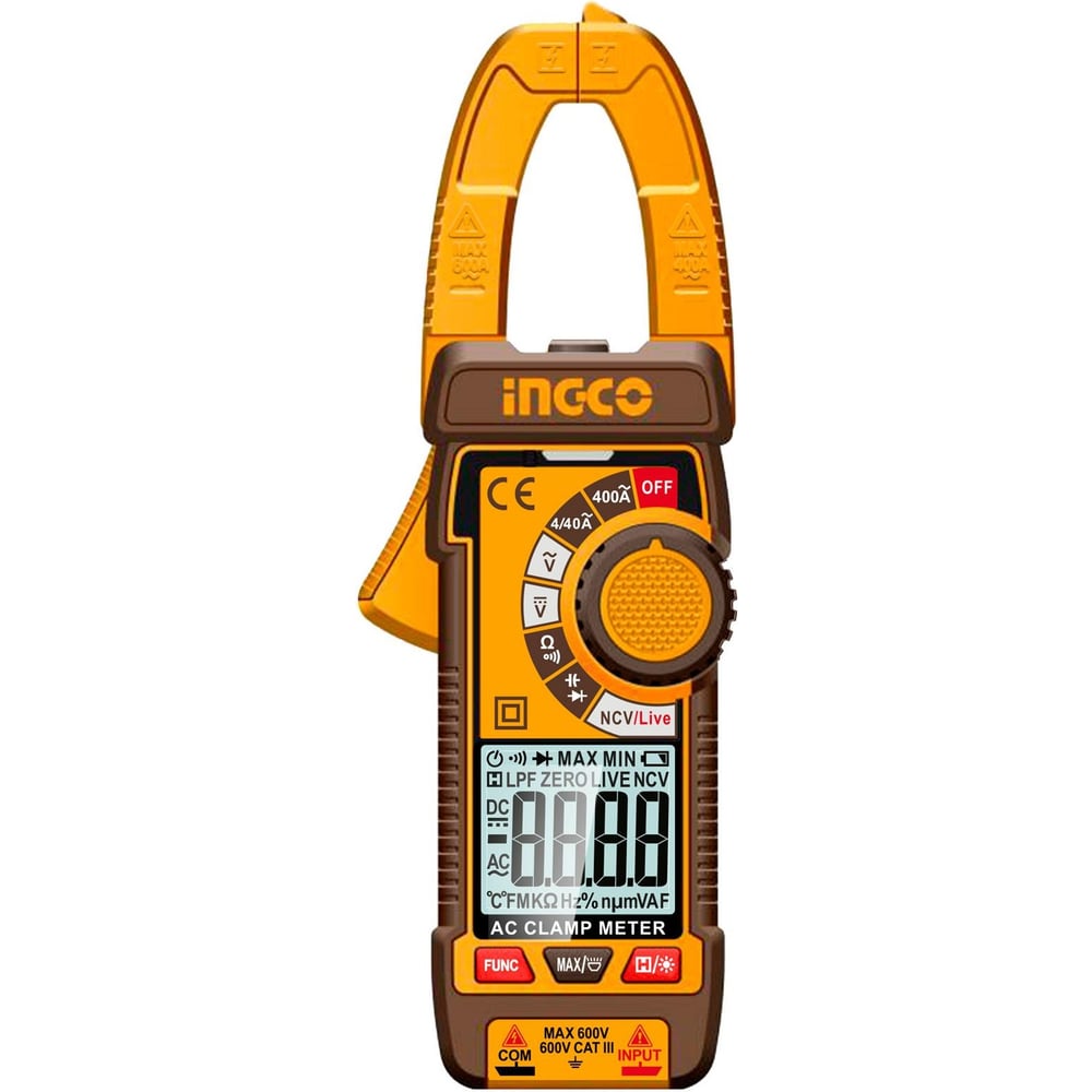 Изображение товара Цифровой мультиметр INGCO DCM62001 для измерения напряжения сопротивления и емкости