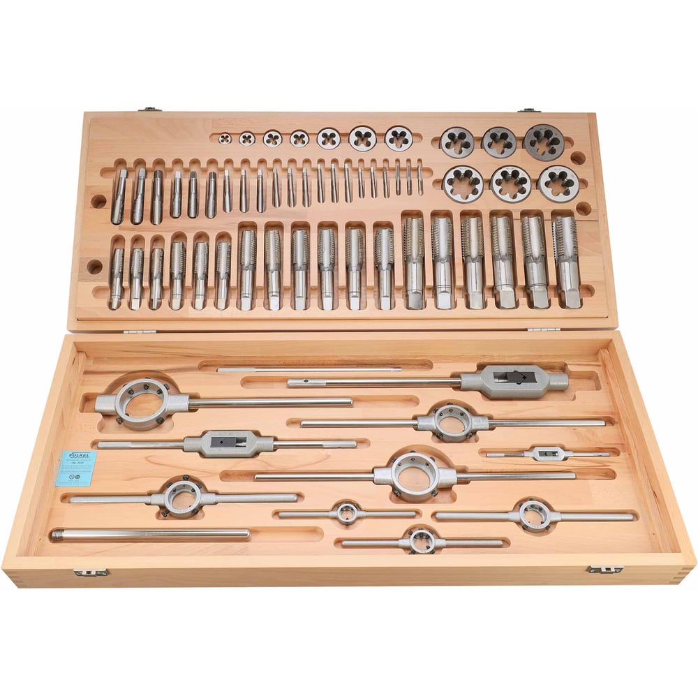 Изображение товара Набор метчиков и плашек VOLKEL UNC 1/4 -1,1/2 HSS-G V48054 профессиональный с кейсом
