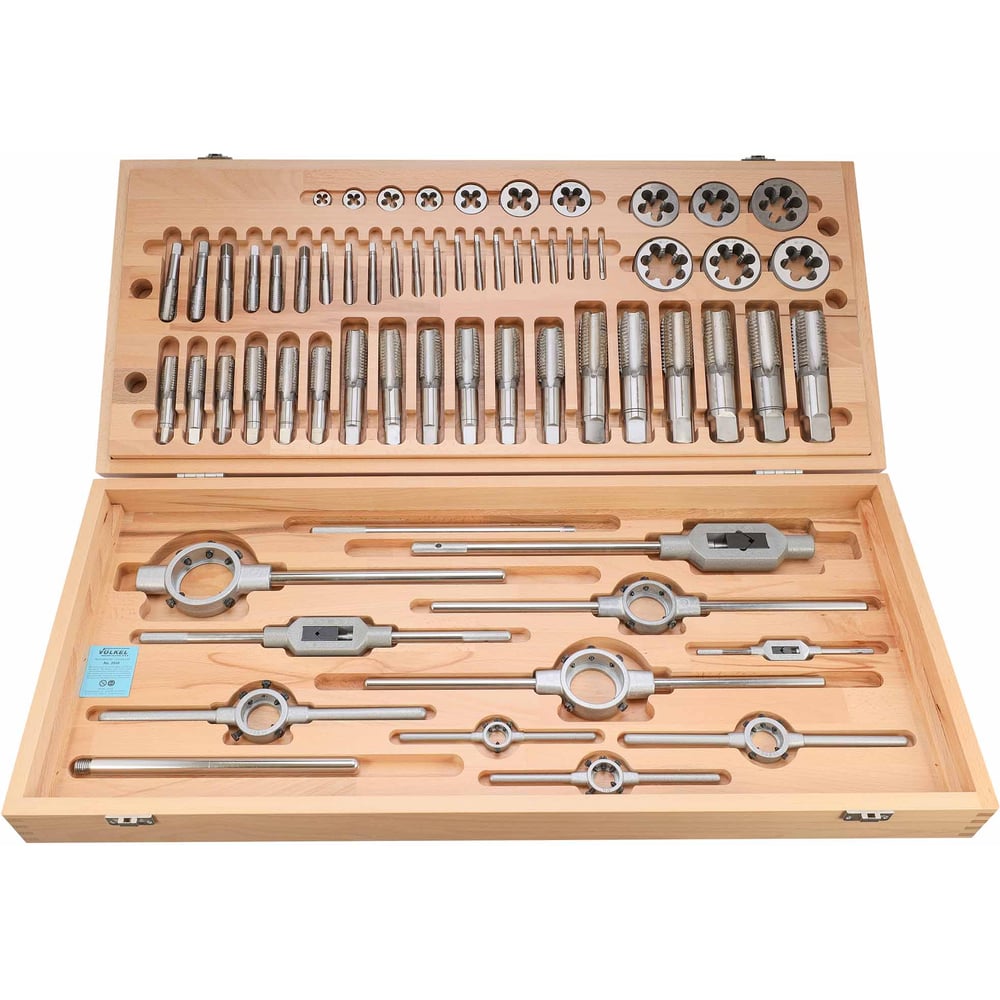 Изображение товара Набор метчиков и плашек VOLKEL BSW 1/4-1,1/2 HSS-G 62пр