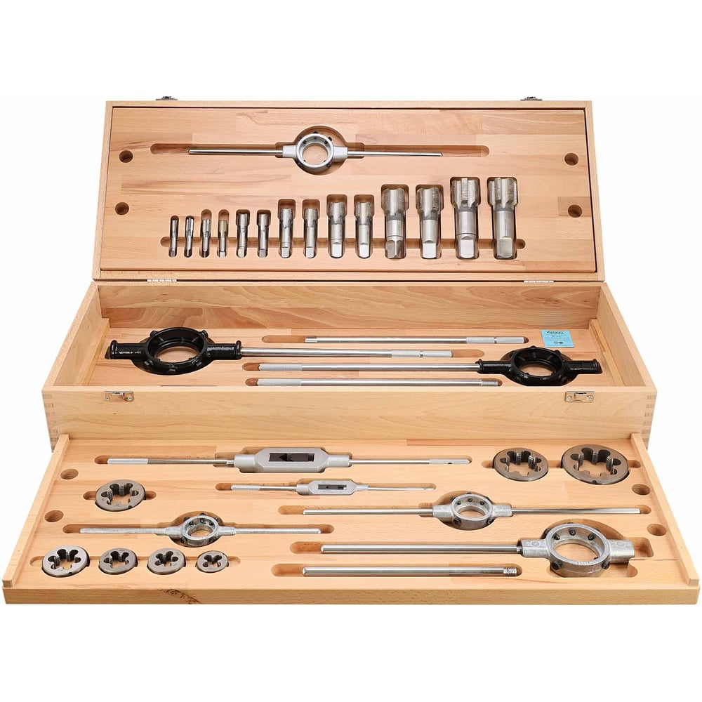 Изображение товара Набор метчиков и плашек VOLKEL G(BSP) 1/4 -1,1/2 HSS-G 30пр V48022