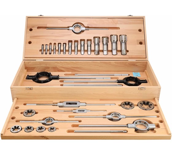 Изображение товара Набор метчиков и плашек VOLKEL G(BSP) 1/4 -1,1/2 HSS-G 30пр 48022 V48022