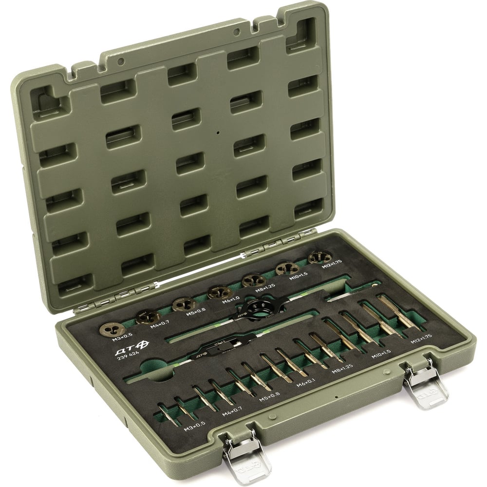 Изображение товара Наиболее полный набор метчиков и плашек Дело Техники 24 предм.