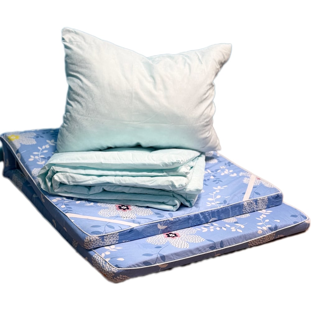 Изображение товара Спальный комплект ИВАТА 3 в 1 для строителей и рабочих, матрас одеяло подушка, 200x80 см