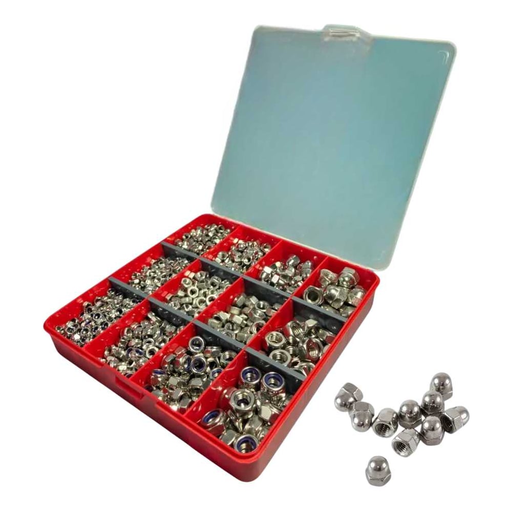 Изображение товара Набор гаек из нержавеющей стали М5-10 DIN 985 850 штук