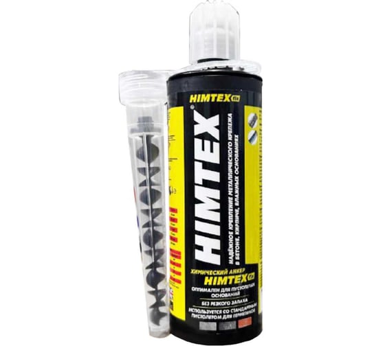 Изображение товара Хим анкер HIMTEX fix ECO для кирпича и бетона, PE универсальный + насадка, 165 мл (Англия) HIMFIX165
