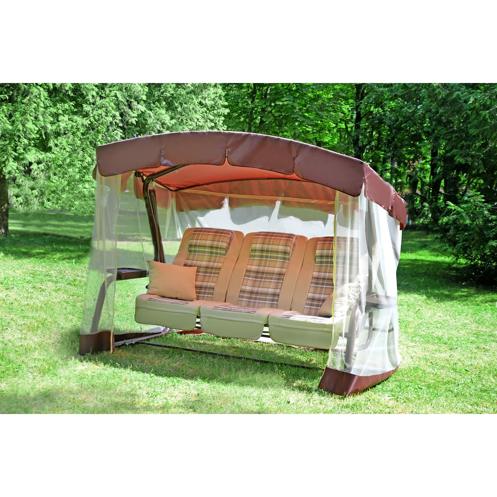 Изображение товара Качели садовые OLSA Палермо Премиум 3-х местные с навесом москитной сеткой