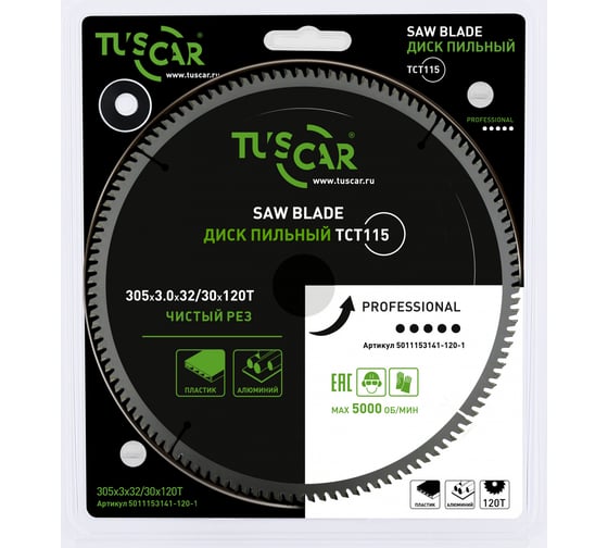 Изображение товара Диск пильный TUSCAR TCT115, Professional, 305х32/30x120T, алюминий 5011153141-120-1