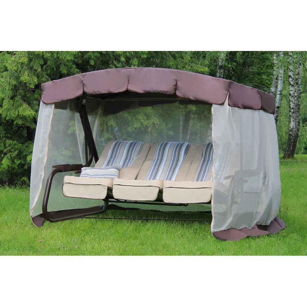 Изображение товара Садовые качели OLSA Палермо Премиум трехместные с навесом, ткань и сталь