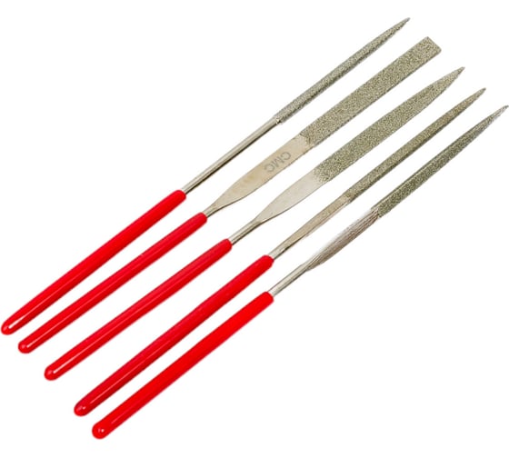 Изображение товара Набор надфилей CNIC алмазных из 5шт. L140x3 с обрезин. ручкой QG-2800 42417