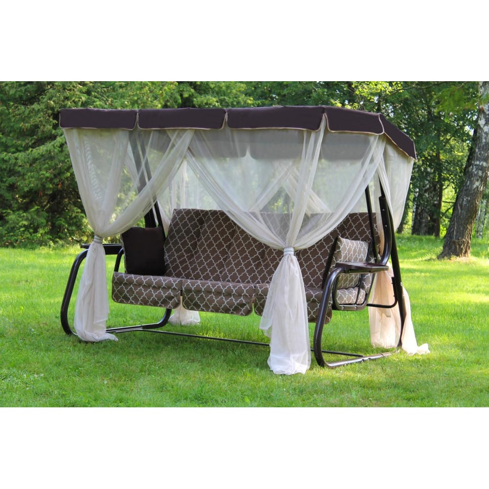 Изображение товара Садовые качели OLSA Родео 3-х местные с навесом и москитной сеткой