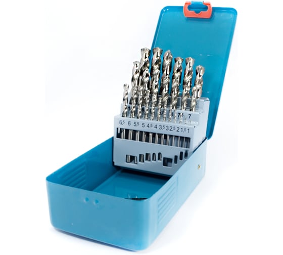 Изображение товара Набор сверл Beltools ф 1-13мм Р6М5 25шт (шаг 0,5 мм) в металлическом футляре ri.243.126
