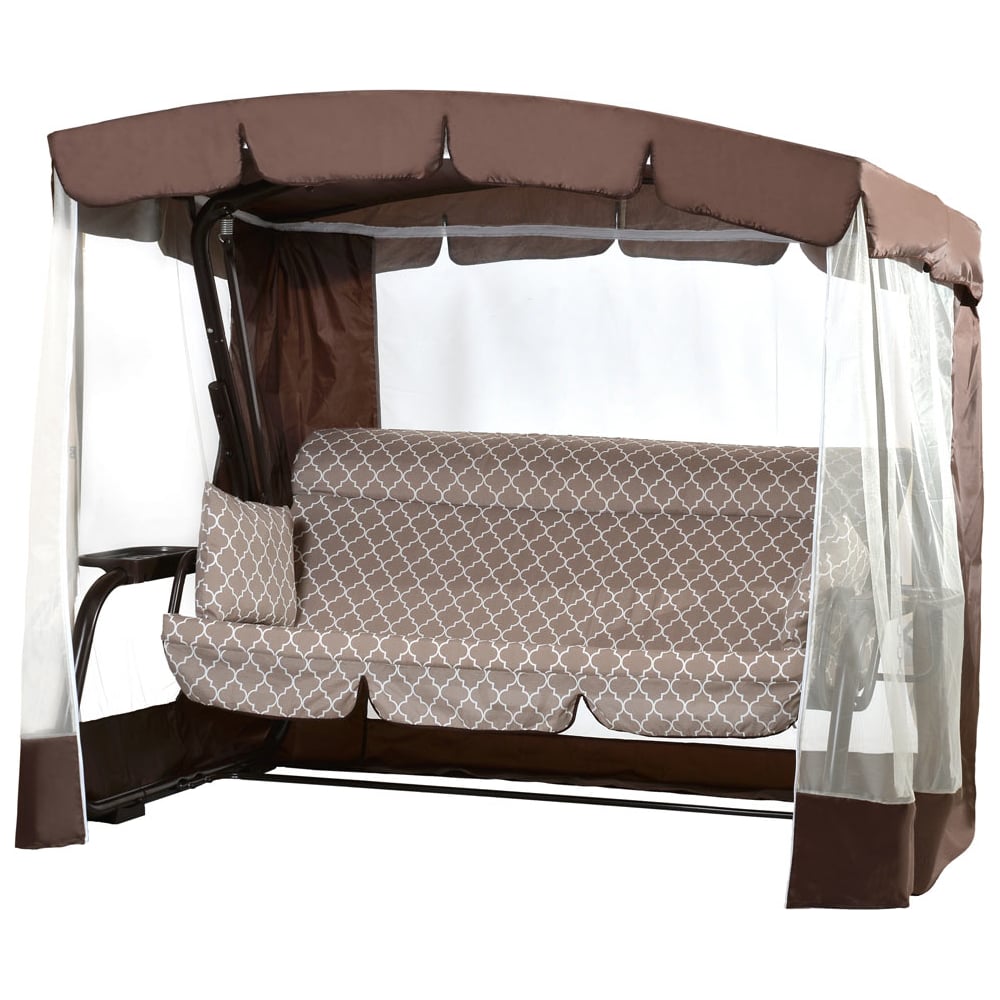 Изображение товара Качели садовые OLSA Турин Премиум 3-х местные с навесом и москитной сеткой