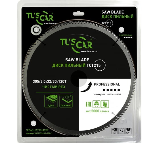 Изображение товара Диск пильный TUSCAR TCT215, Professional, 305х32/30x120T, ламинат 5012153141-120-1