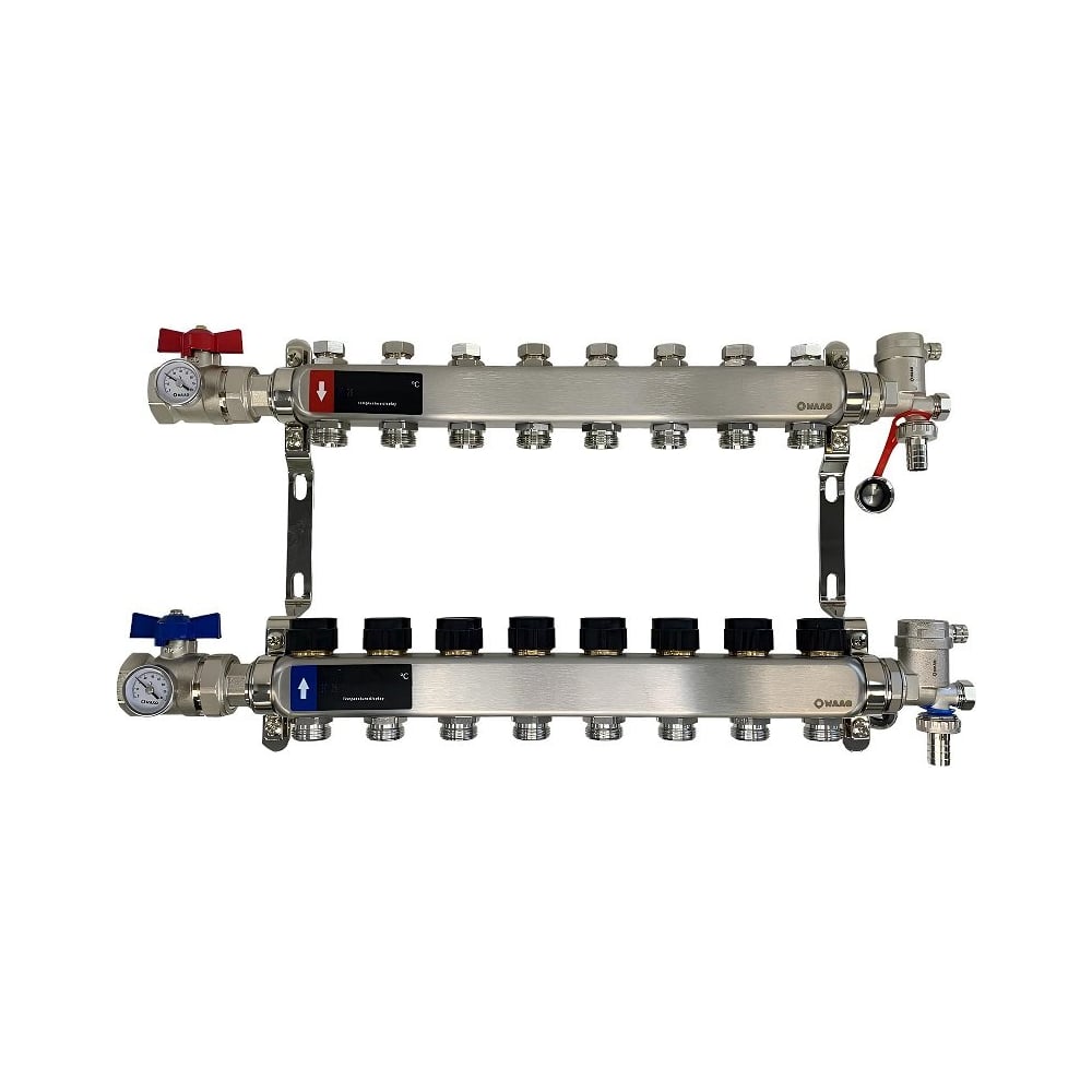 Изображение товара Коллектор WAAG 588.F 1х3/4, 8 выходов, нержавеющая сталь, сборка WG.588.0608.F