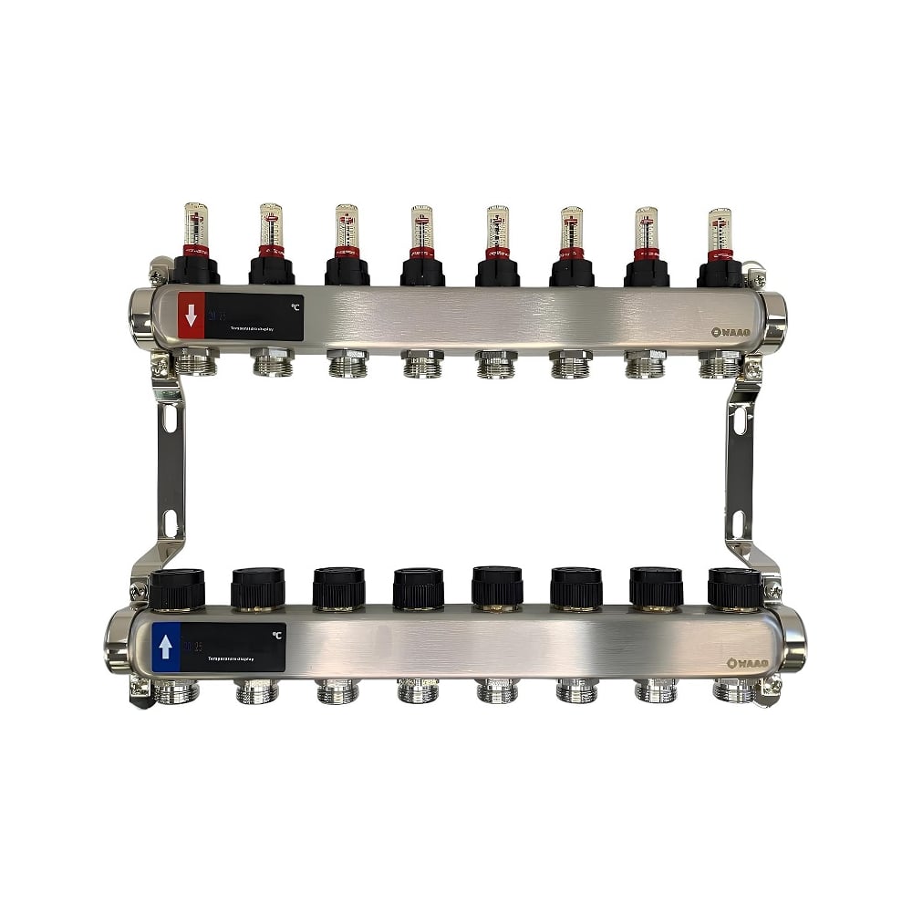 Изображение товара Коллектор WAAG 589 1х3/4 8 выходов с клапанами и расходомерами из нержавеющей стали