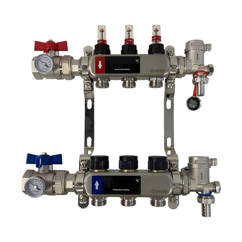 Изображение товара Коллектор WAAG 589.F 1х3/4, 3 выхода, нержавеющая сталь, с расходомерами
