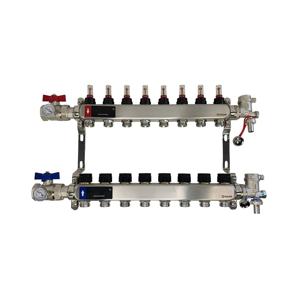 Изображение товара Коллектор WAAG 589.F 1х3/4, 8 выходов, нержавеющая сталь, WG.589.0608.F