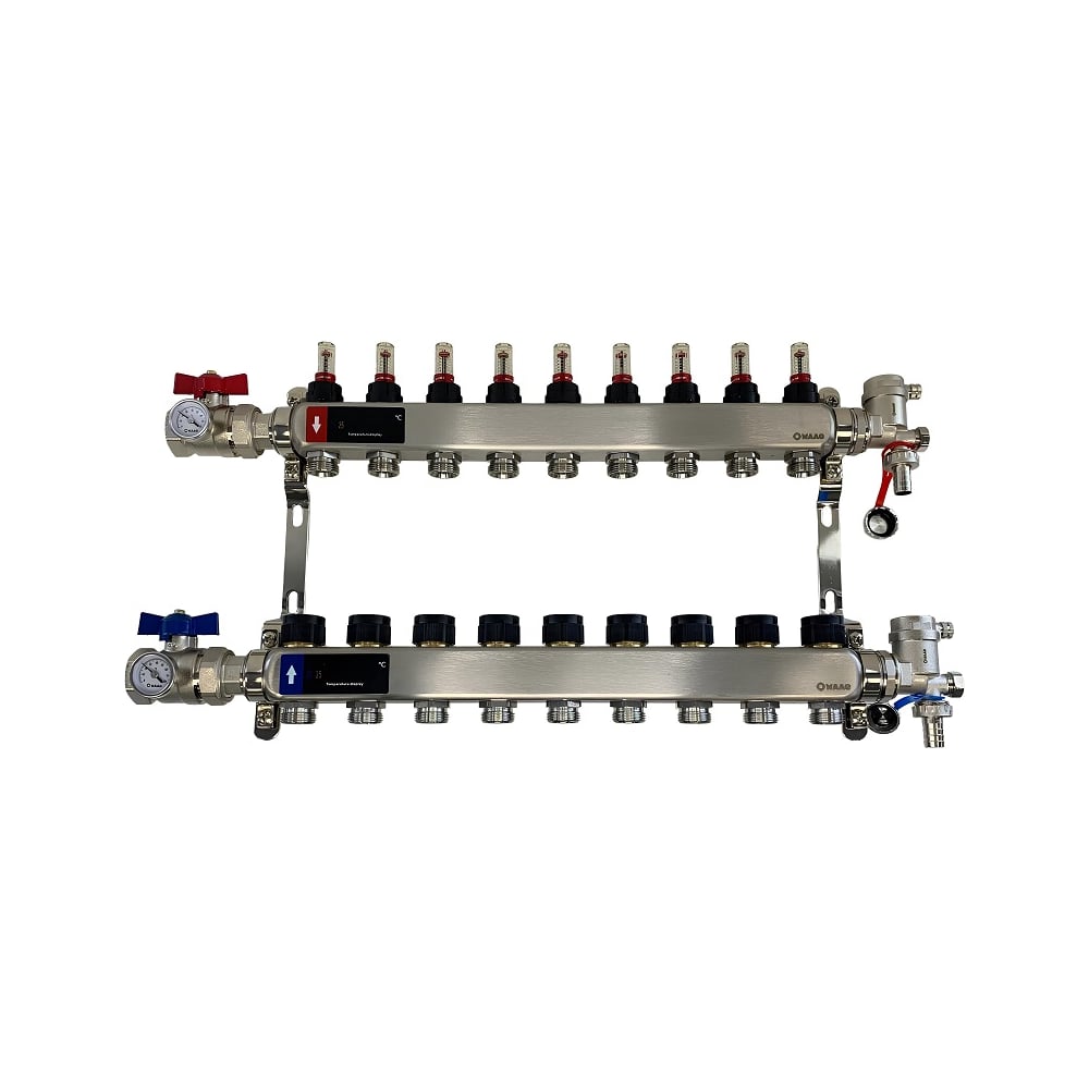Изображение товара Коллектор WAAG 589.F 1х3/4, 9 выходов, нержавеющая сталь, сборка